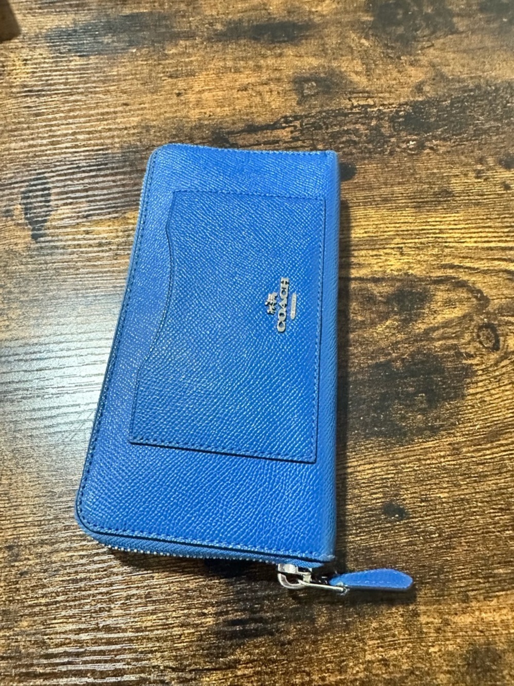 Coach Royal Blue Zip Wallet with Gold Logo - Picture 5 of 8